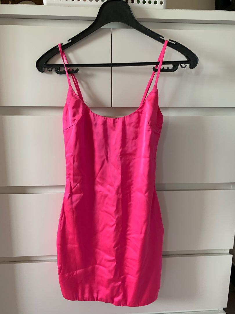 Oh Polly SITTING PRETTY SATIN MINI DRESS IN PINK Women s Fashion