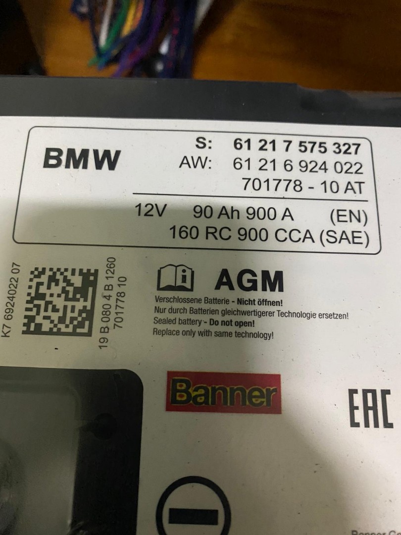 original BMW Batterie 90AH 900A AGM VRLA