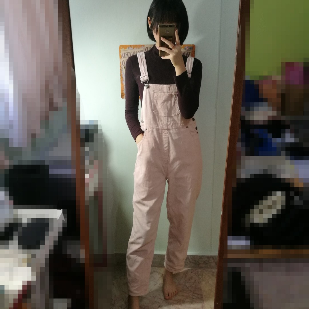 Pastel pink overalls, Women's Fashion, Dresses & Sets, Rompers on Carousell