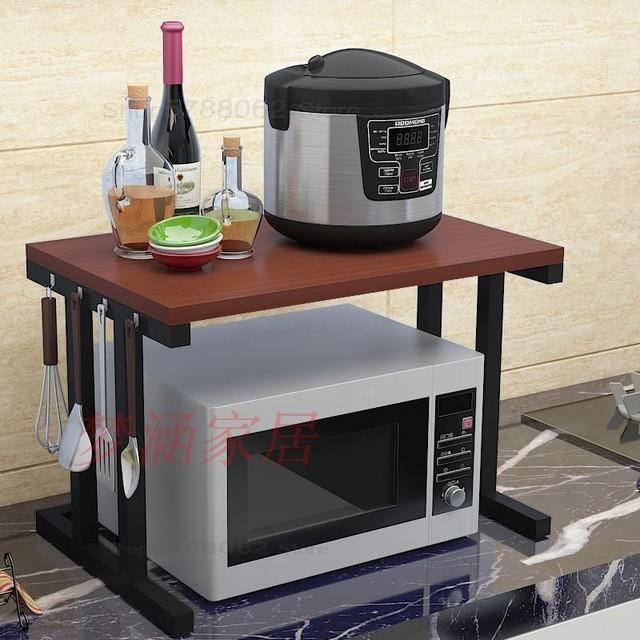 Rak Kayu Dapur Serbaguna Multifunction 2 Tiers Wooden Microwave Oven Rice Cooker Rack Kitchen Organizer Storage Brown Black Stand Carousellbelanja Makemoney Kitchen Appliances On Carousell