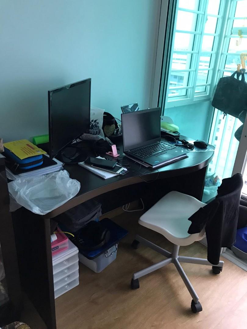 Solid wood study table (Category: Tables & Sets) located in Singapore. Submitted by ben_ten_sg (Listing ID 1003360087, Image 1). Description: Super solid wood study table Selling coZ moving house Self collect Bought at 500+. My loss is your gain..