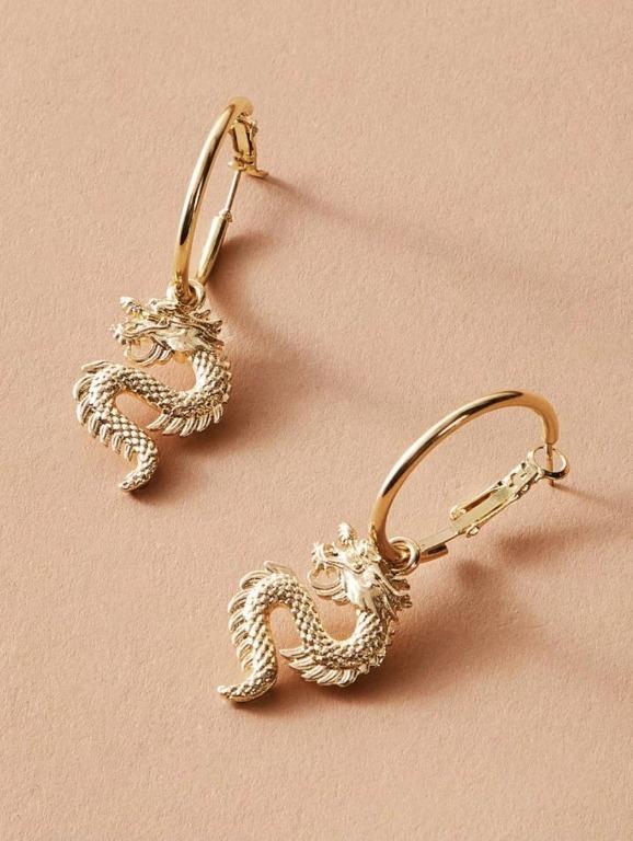 Gold outlet dragon earrings