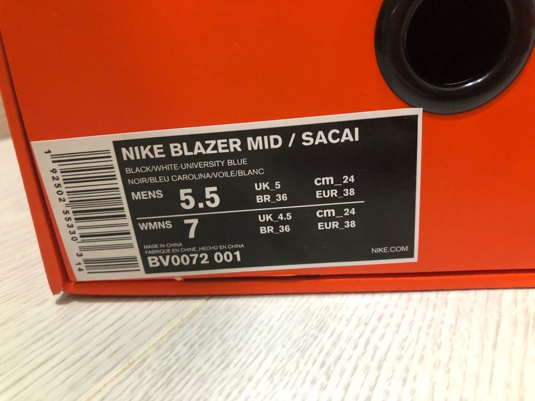 US5.5 Nike Sacai Blazer Mid Legend Blue OG Men s Fashion