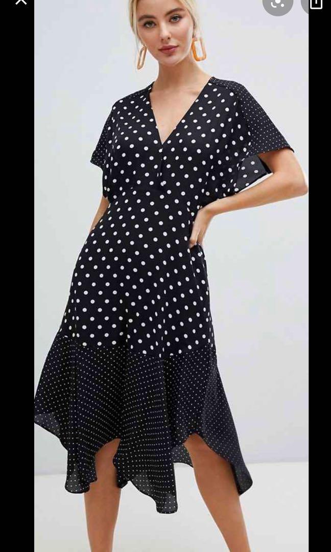 WHISTLES Enise Multi Spot Midi dress black