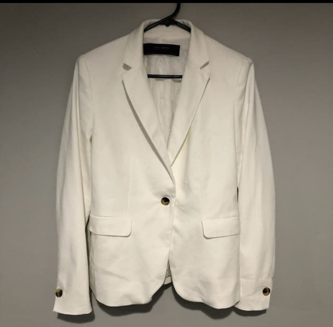 zara basic white blazer