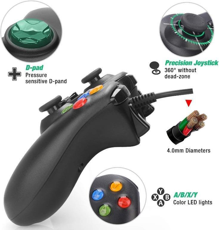 Wired Game Controller for Microsoft Xbox 360 and PC with DualVibration Turbo, Video Gaming