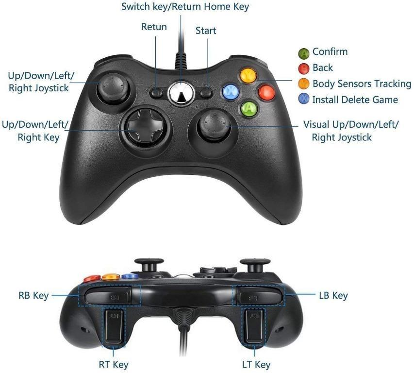 Wired Game Controller for Microsoft Xbox 360 and PC with DualVibration Turbo, Video Gaming