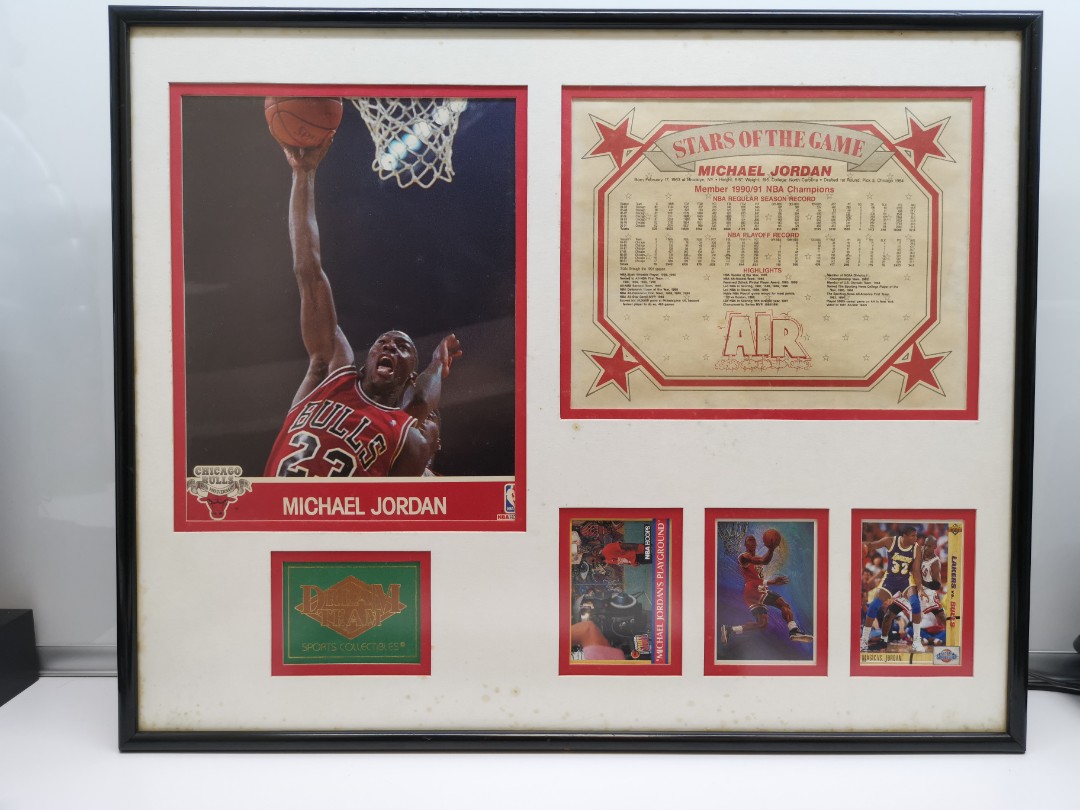 Michael Jordan memorabilia nba cards framed, Hobbies & Toys