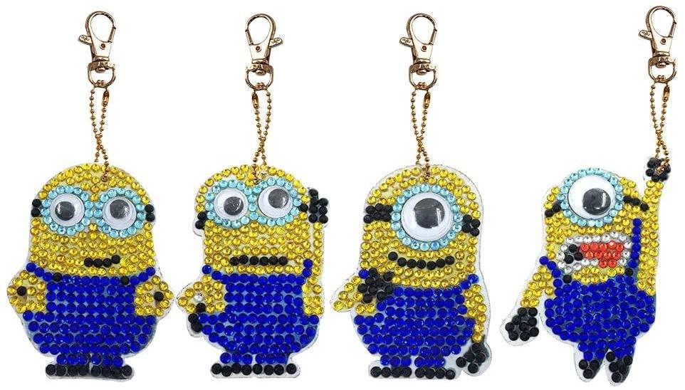 4pcs Diy Diamond Art Painting Minion Key Chains Design Craft Handmade Craft On Carousell