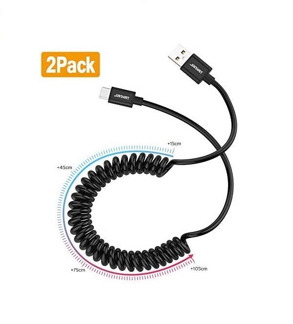Type C Cable,JianHan 3 Pack Black USB Type C Charger Cable Braided for Samsung Galaxy S10 Plus S9 S8 Plus,Note 9 8,Galaxy A5 2017 A8+,LG G8 G7 G6 G5 V30 V20,Google Pixel 2,2XL,Motorola G6 G7 1ft+3.3ft+6.6ft