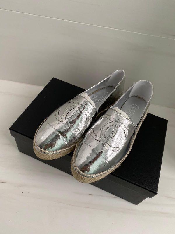 chanel silver shoes