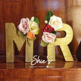 Handmade Letter Standee with Paper Flowers Room Decor Party Decor