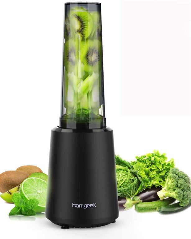 Homgeek Personal Mini Blender Milkshake Fruit Vegetable Drinks Ice Pro Mixer  Juicer 300W with 2 Tritan Travel Sport Bottle 16oz 
