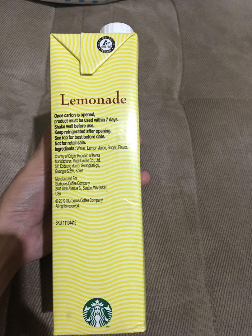 Lemonade Starbucks 1lt, Makanan & Minuman, Minuman Tidak Beralkohol di