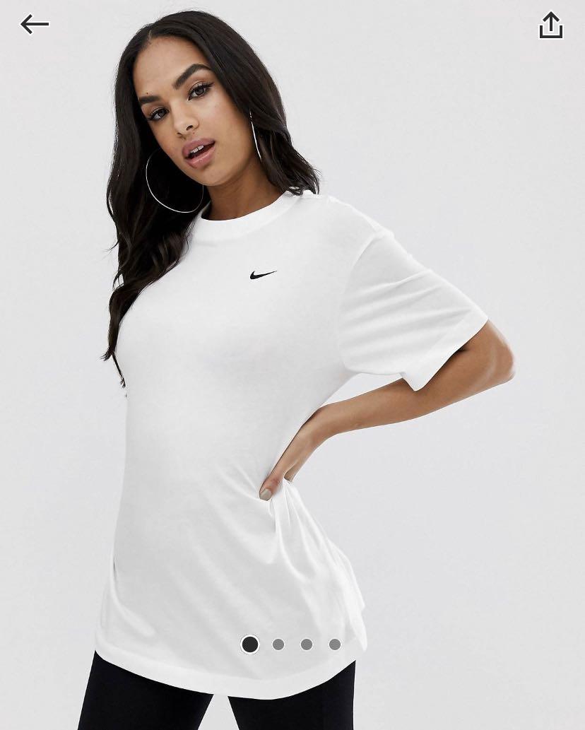 nike white mini swoosh crop top