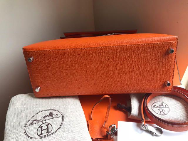 Hermes Kelly 28 Bag ck93 Orange Ostrich PHW