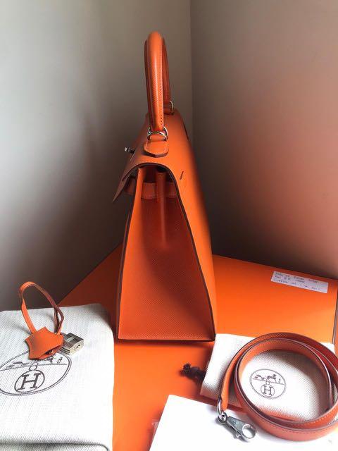 Hermes Kelly 28 Bag ck93 Orange Ostrich PHW