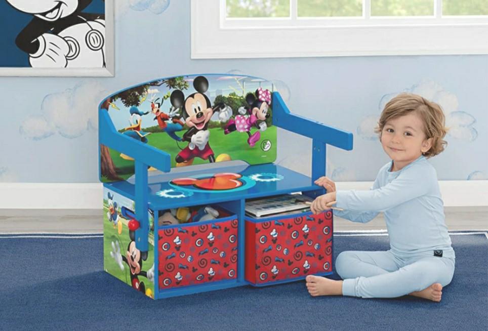 Disney mickey mouse wood kids storage table and clearance chairs set by delta children