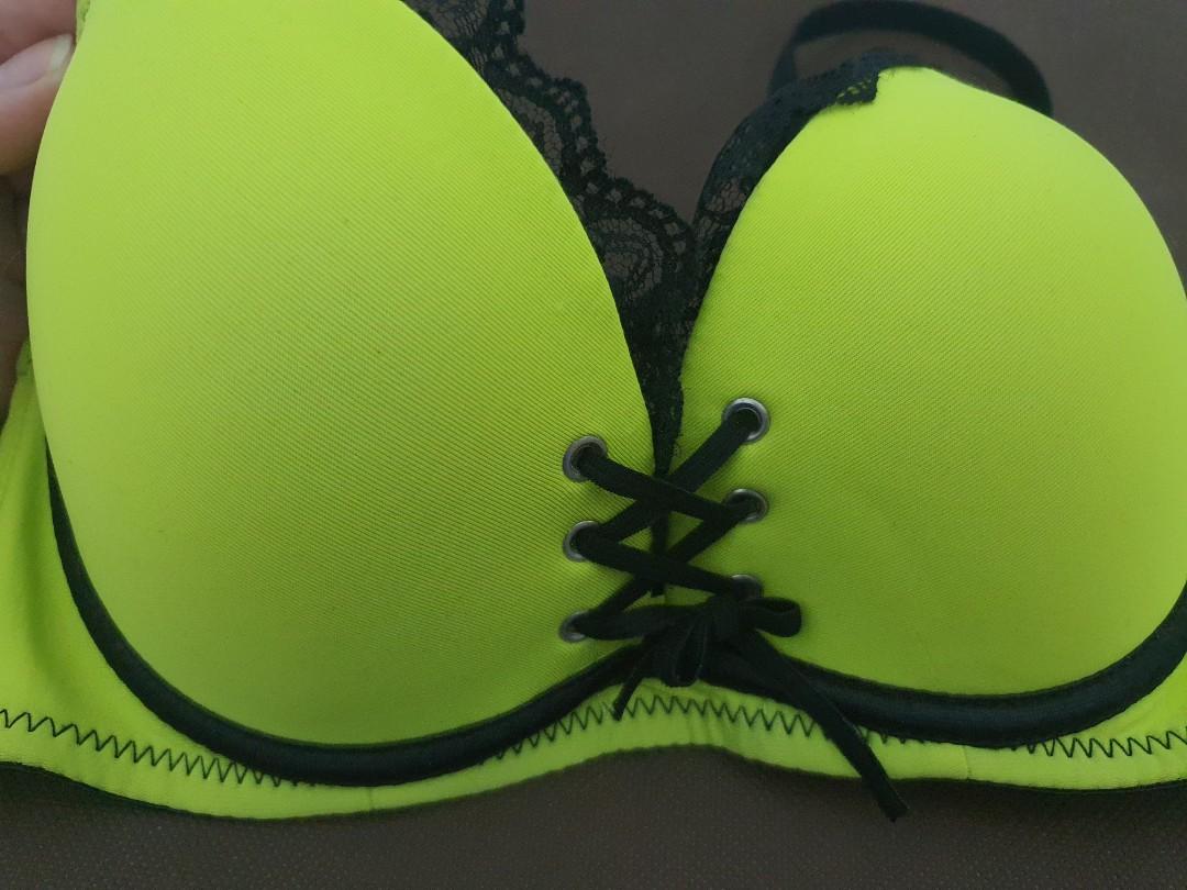 sexy push up neon green bra set, Women's Fashion, New