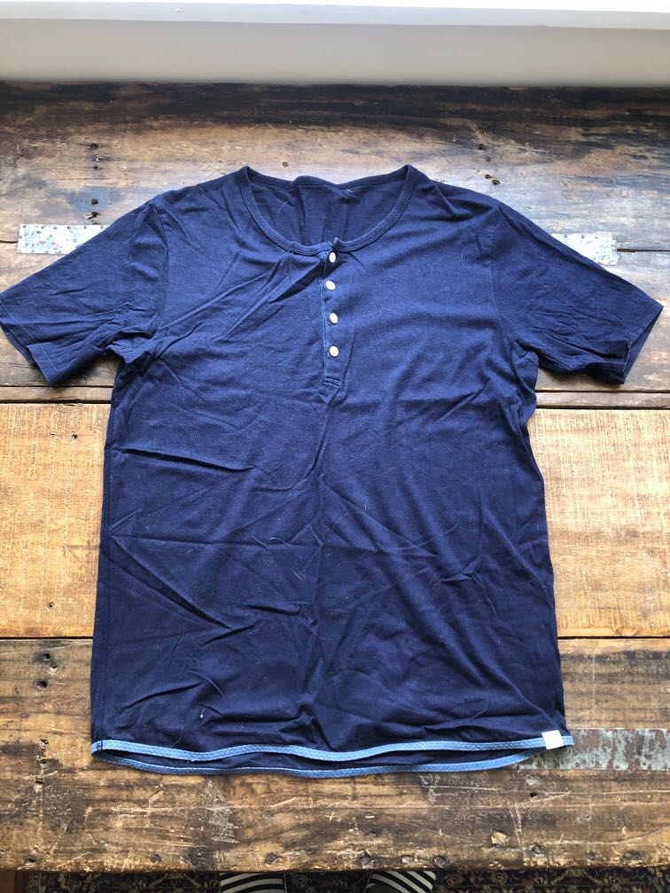 Visvim Henley tee shirt ( 藍染45r nbhd wtaps), 女裝, 上衣, T-shirt