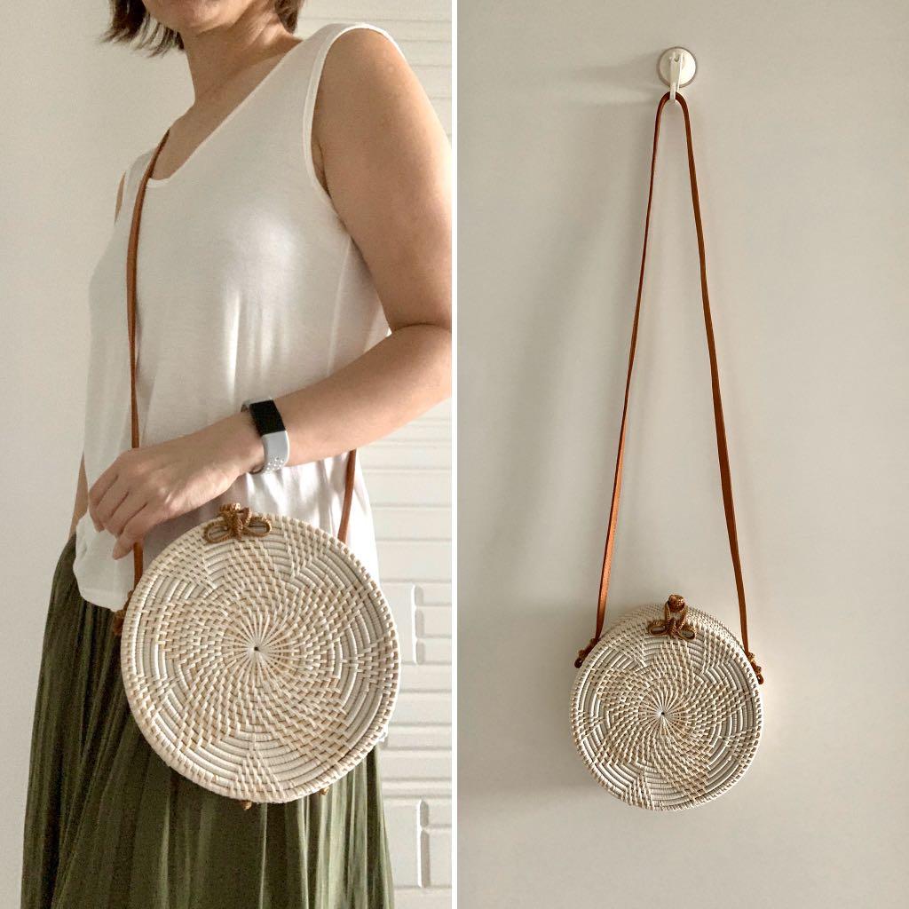 White round hotsell rattan bag