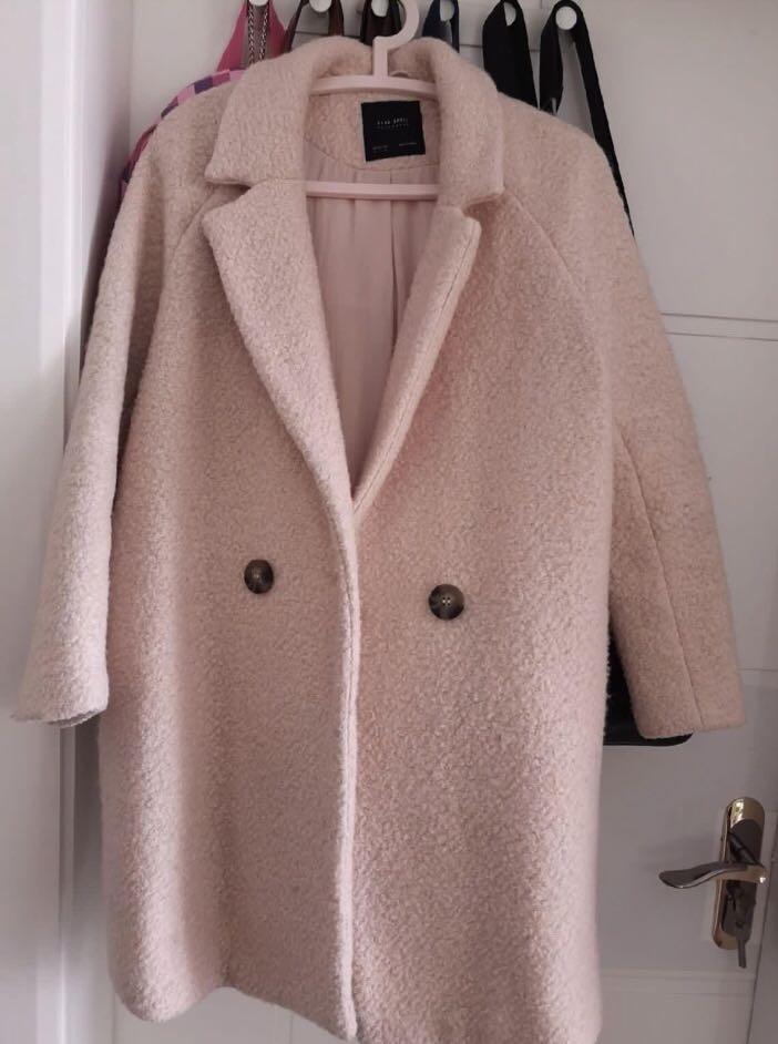 Pink wool coat zara hotsell