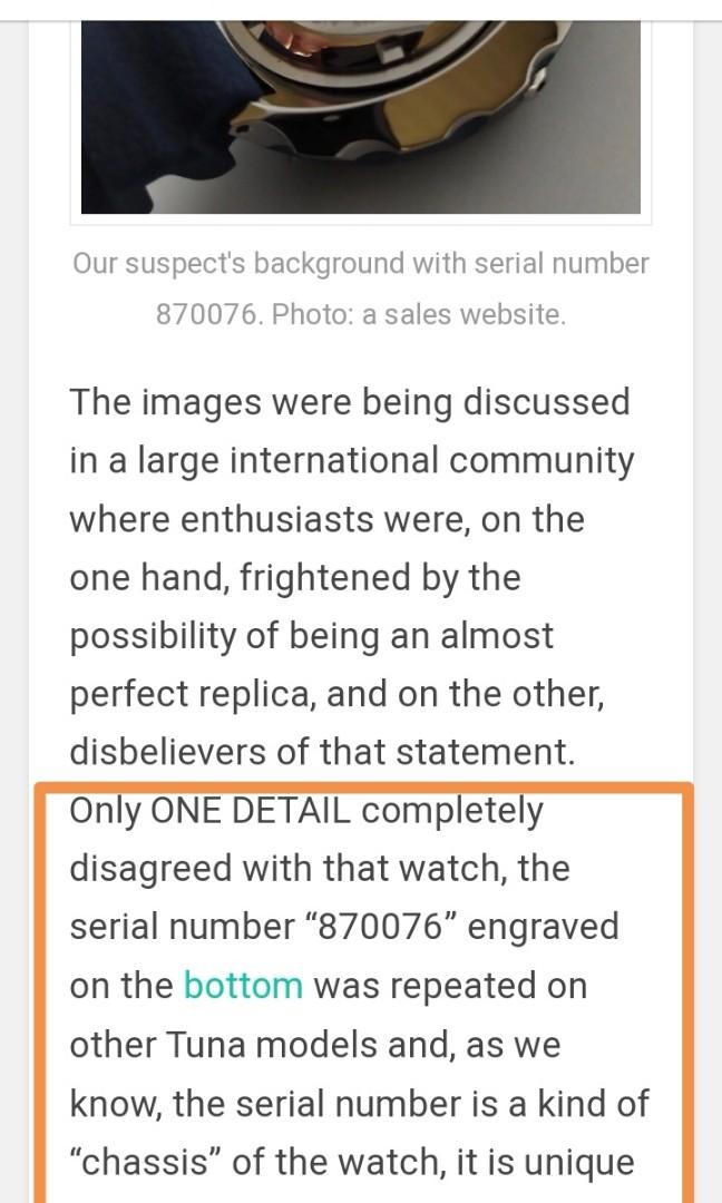 BEWARE: FAKE SEIKO TUNA (PADI , SRPA81 , SRPA82 , SRPA83 ) WITH SERIAL  NUMBER 870076! ALWAYS ASK FOR CASEBACK PIC SHOWING SERIAL NUMBER, Luxury,  Watches on Carousell