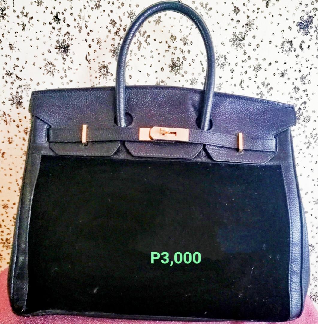 Black orig leather velvet Hermes Birkin bag super sale 35cm
