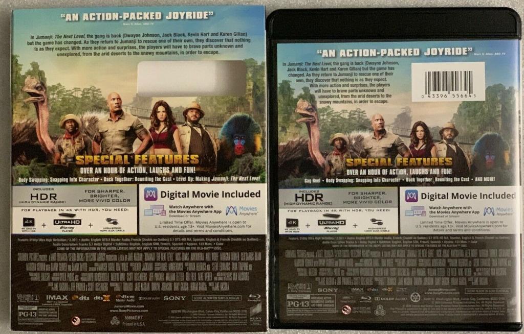 JUMANJI THE NEXT LEVEL 4K ULTRA HD BLU RAY 2 DISC SET SLIPCOVER SLEEVE MAP NO DIGI CODE NEW US IMPORT ORIGINAL