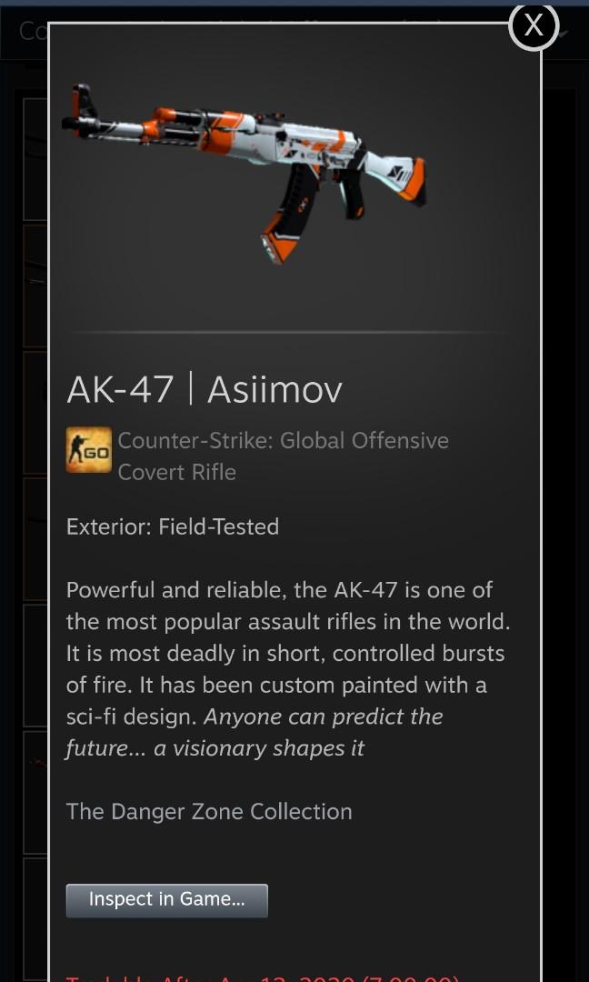 Csgo Ak 47 Asiimov Toys Games Video Gaming In Game Products On Carousell - ak 47 gear and weapons roblox
