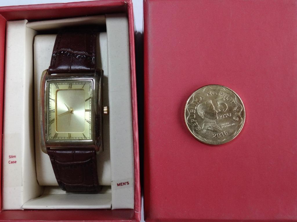 Merona Watch by Target Mens Square Gold Face Analog 83403TC