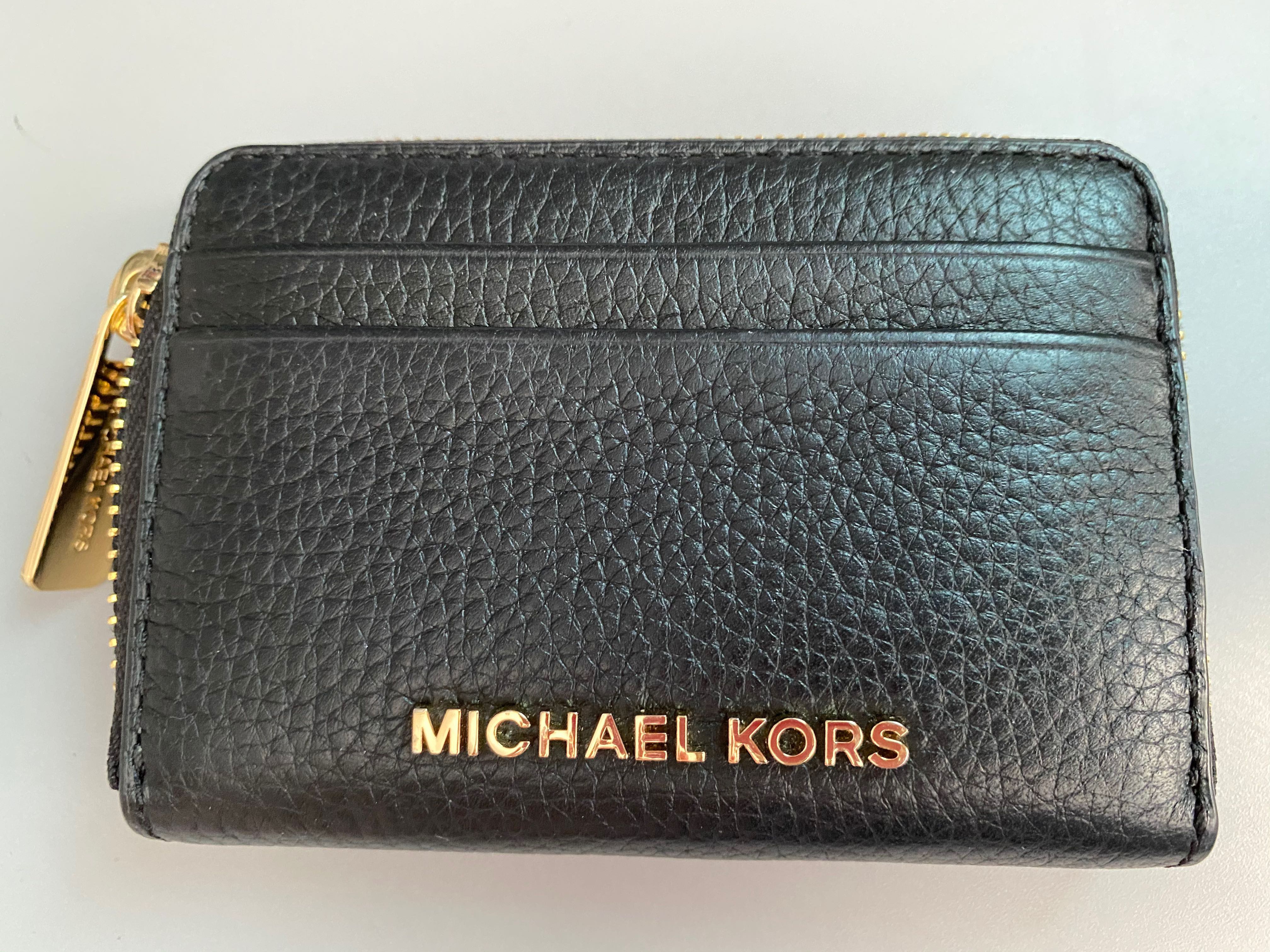 Michael Kors Pebble Leather Card Holder (Black), Women's Fashion, Bags ...