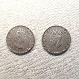1951, 1958年 香港伍毫硬幣各一共兩枚 (包郵)
