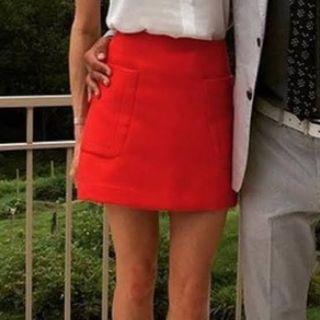 Express Stretch Pocket Red A-Line Mini Skirt