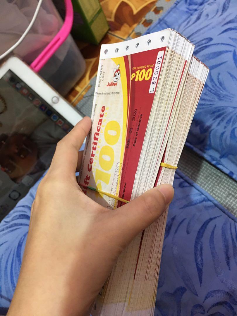 JOLLIBEE GIFT CERTIFICATE (onhand) Tickets Vouchers Store Credits