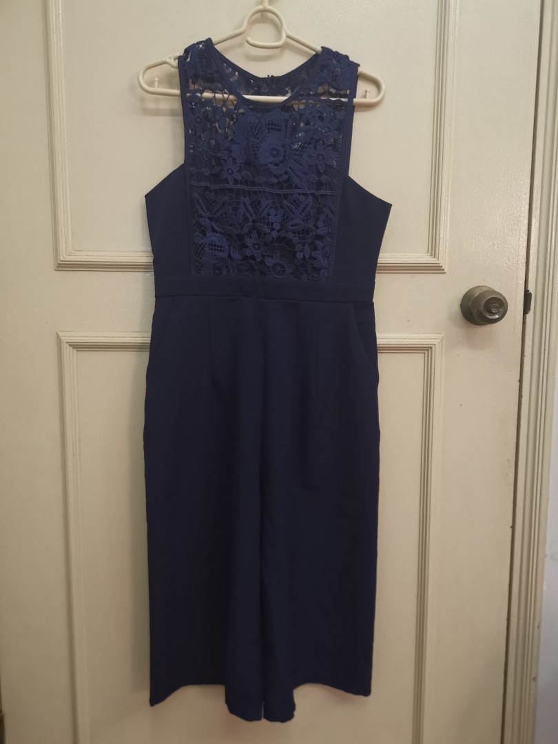 Blue jumpsuit (Laced at the top part), Women's Fashion, Dresses & Sets