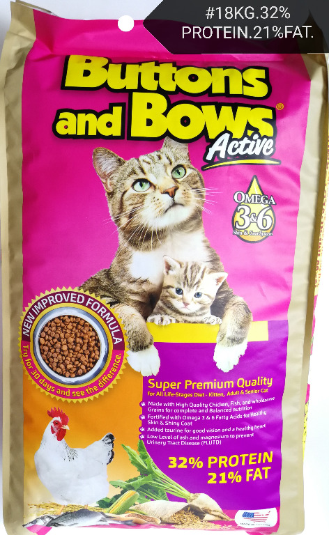 Buttons and sale bows cat food