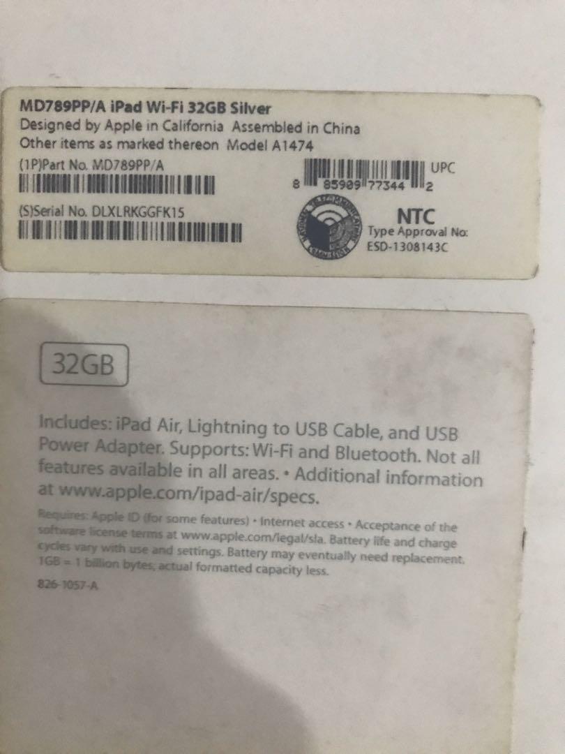 Ipad air (Category: iPad) located in Quezon City. Submitted by robert.robert3 (Listing ID 274706687, Image 2). Description: Need to change screen sometimes its unresponsive.