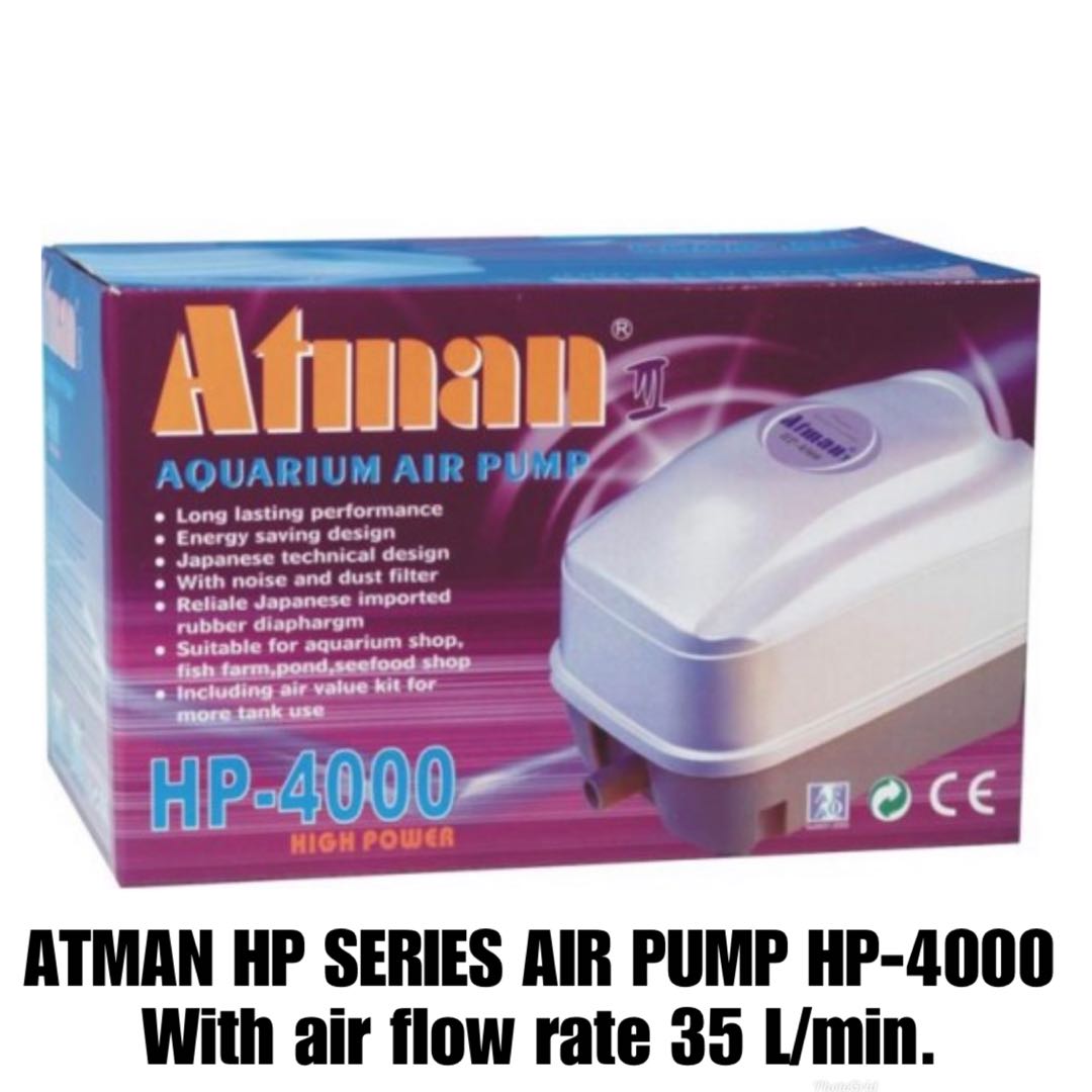 Atman Hp Series Air Pump Hp 4000 Shrimp Fish Freshwater Aquarium Air Pump Atman With Air Flow Rate 35 L Min Pet Supplies Homes Other Pet Accessories On Carousell