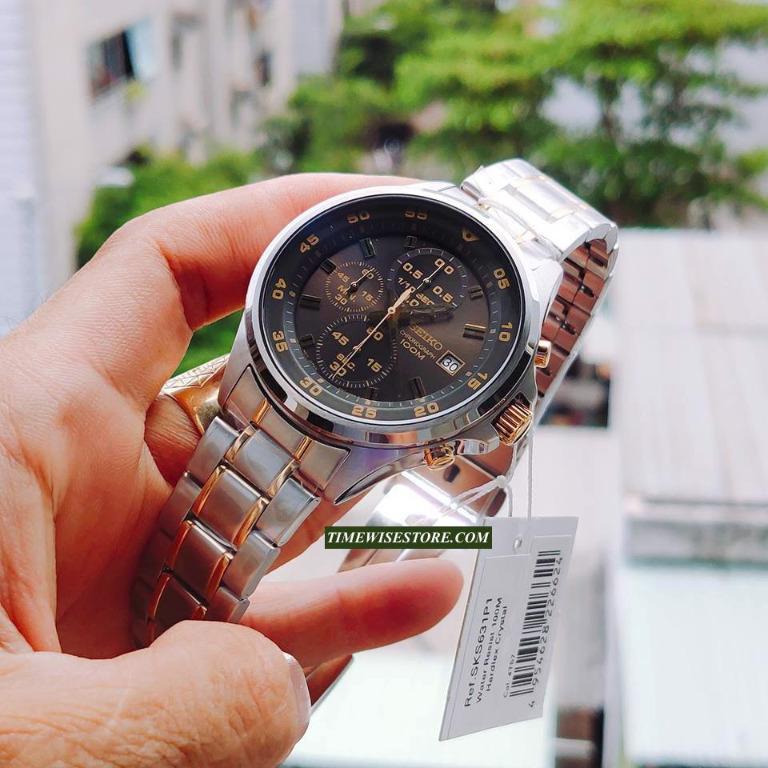 Seiko SKS631P1 SKS631P SKS631 SKS Chronograph Unique Grey Dial Date Two Tone Stainless Steel Analog Men s Watch Men s Fashion Watches Accessories Watches on Carousell