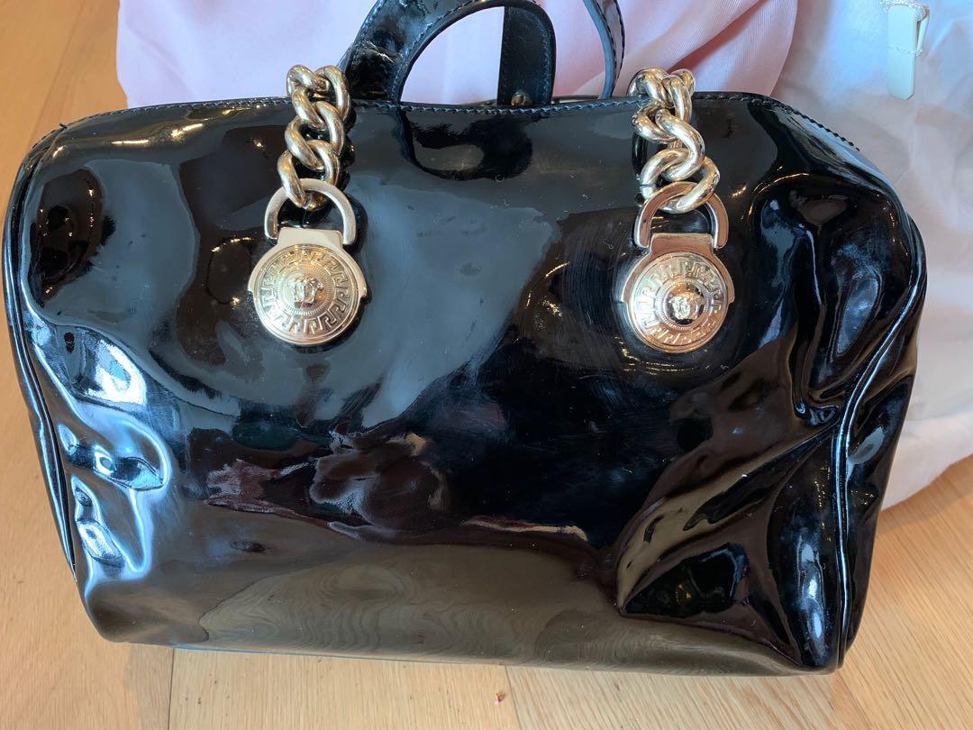 VERSACE bag handbag vintage crystal Swarovski patent … - Gem