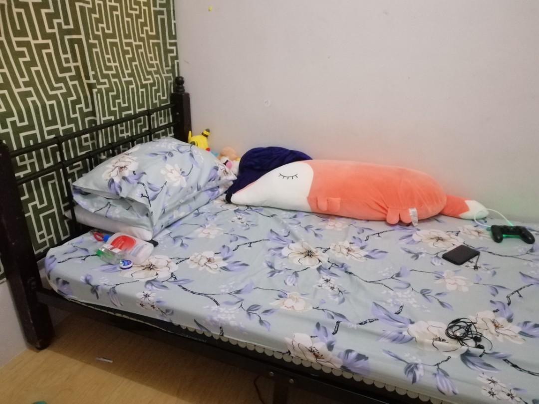 Double Bed frame with uratex mattress for sale (Category: Bed Frames & Mattresses) located in Taguig. Submitted by freeh (Listing ID 1000219051, Image 2). Description: Double size bed frame with uratex mattress for sale. Additional 500 for 2 sets of bed sheet w/ 2 pillow case.