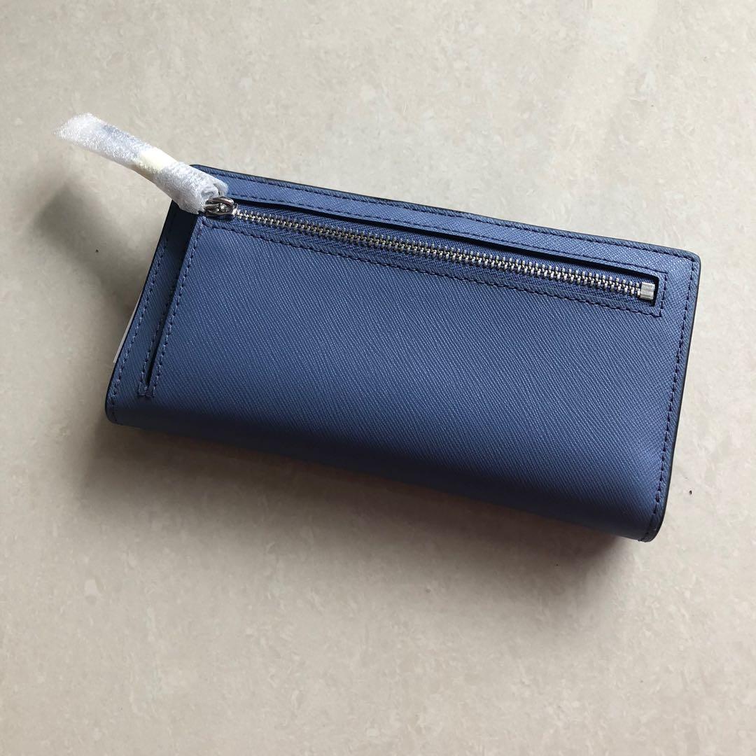 INSTOCK Kate Spade Laurel Way Stacy Medium Snap Wallet Blueberry Cobbler Denim Blue