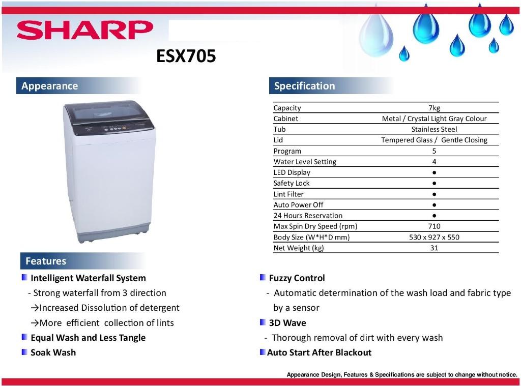 Sharp 7 8 9kg Top Load Washing Machine Es718x Es818x Esx705 Esx805 Esx858 Esx905 Esx958 Multi Models Tv Home Appliances Washing Machines And Dryers On Carousell
