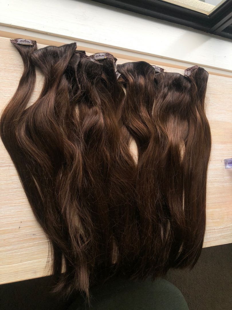 Dark brown hair clip in extensions 9 pieces discount