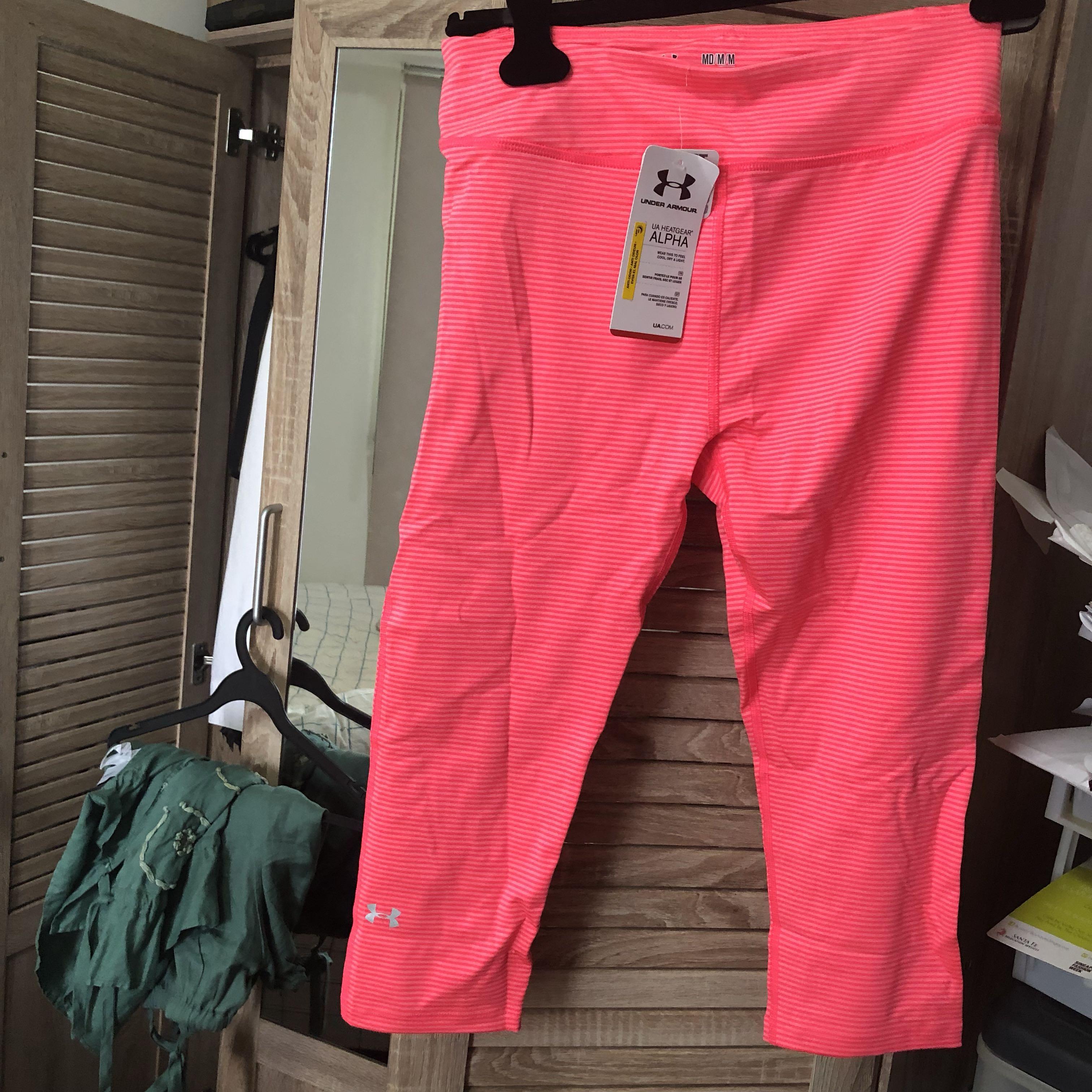 3/4 Under Armour Sports Yoga Leggings Cycling Biker Hot Neon Pink