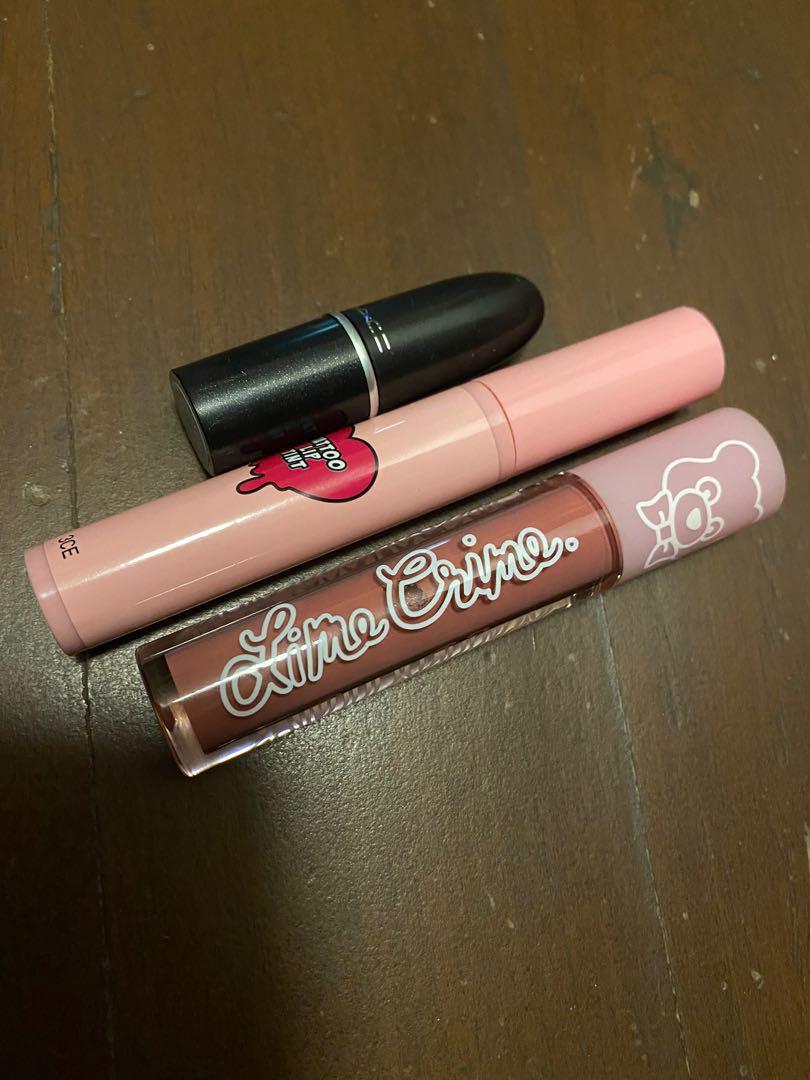 3 lipstick set (Category: Makeup) located in Makati City. Submitted by mnlbeautyboutique (Listing ID 1003683439, Image 1). Description: Get 3 all authentic lipsticks for the price of 1 This was swatched only on my hand and has not been used in the past 2 months Mini Mac in whirl Like crime in Turkish delight 3CE lip tint tattoo Price is fixed Cost if bought in the store would be about 3k plus so selling really cheap Shipping via jrs or grab expre