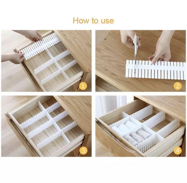 ADJUSTABLE GRID DRAWER DIVIDERS (4PCS), Furniture & Home Living, Home