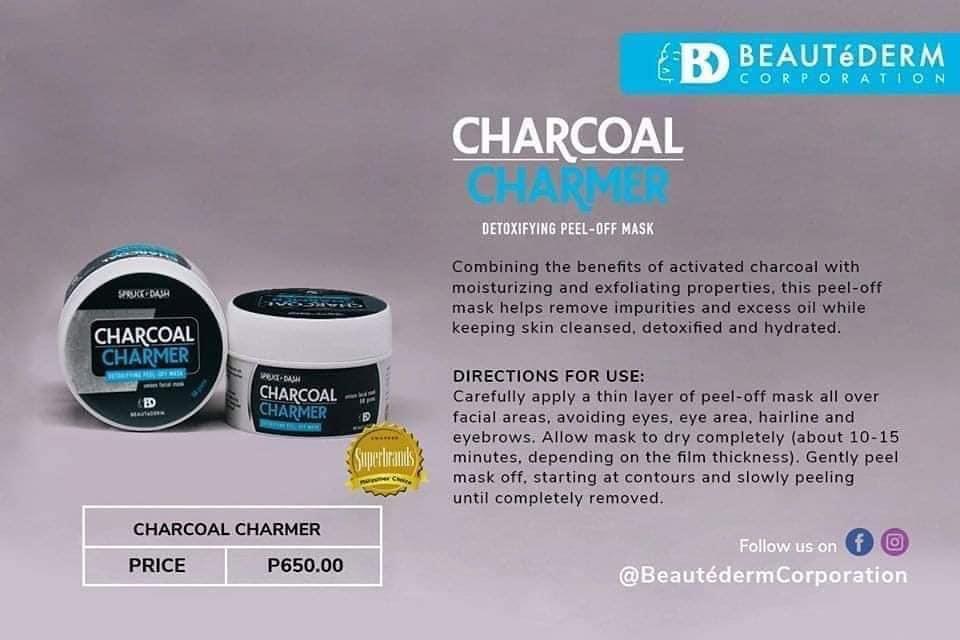 Beautederm Charcoal Charmer Mask (Category: Face Care) located in Paranaque City. Submitted by beautedermpasay (Listing ID 1003731018, Image 1). Description: Beautéderm CHARCOAL CHARMER (Detoxifing peel -of mask) has the benefits of activated charcoal with moisturizing and exfoliating properties, this peel-off mask helps remove impurities and excess oil while keeping skin cleansed, detoxified and hydrated 💦 Get yours now! 💖 COD Accepted 🤗.