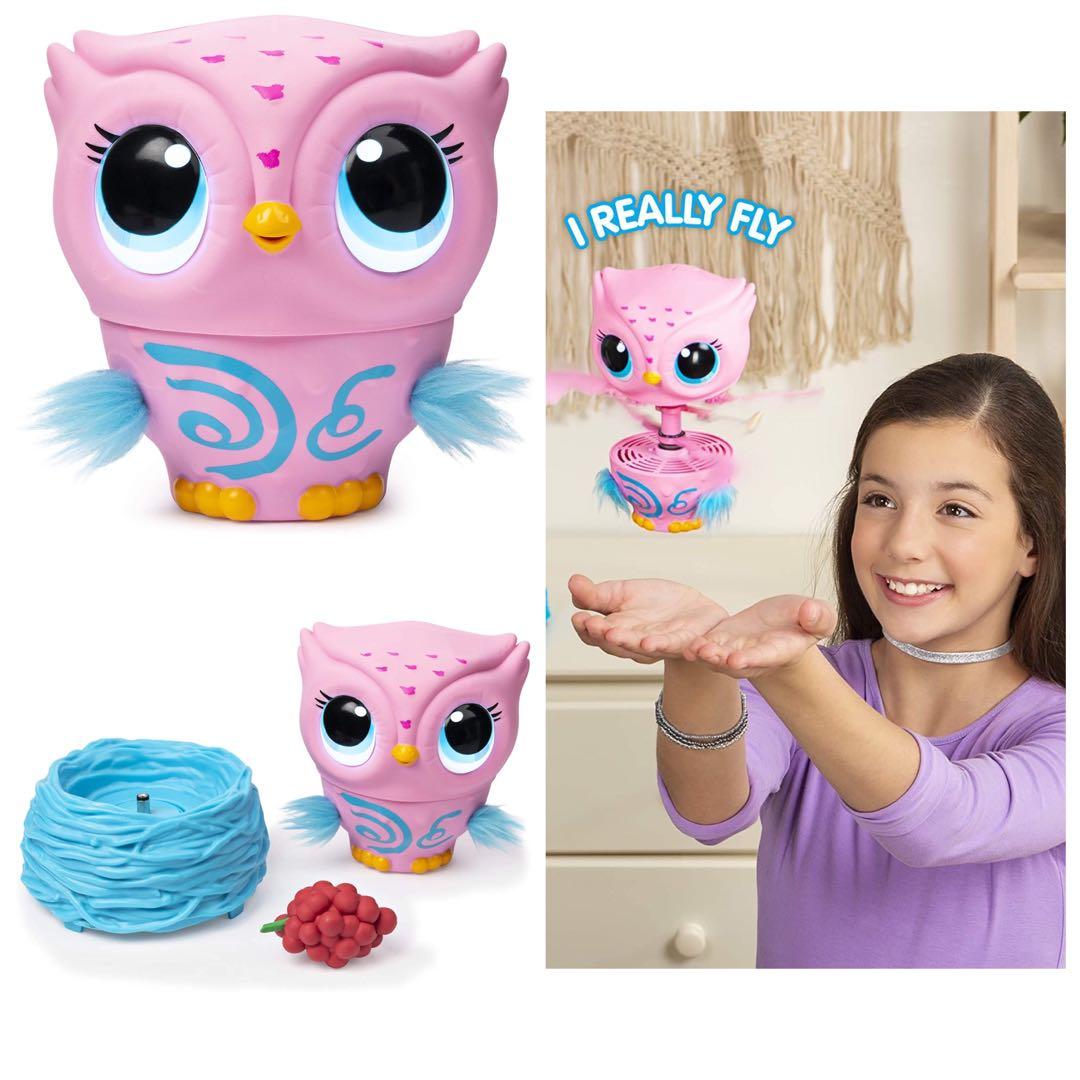 Owleez Flying Baby Owl Interactive Toy with Lights & Sounds Pink 